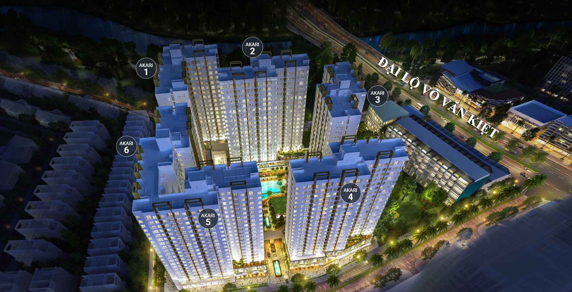 Vị trí các block Phase 1 của Dự án căn hộ Akari City.